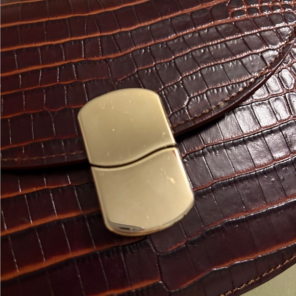 Sezane Claude Deep Red Croc-Embossed Crossbody Bag - Picture 9 of 11